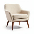 Fauteuil en tissu beige avec pieds en bois de 80 x 80 x 90cm