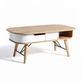 Table basse en bois avec tiroir blanc dimensions 120 x 60 x 45cm