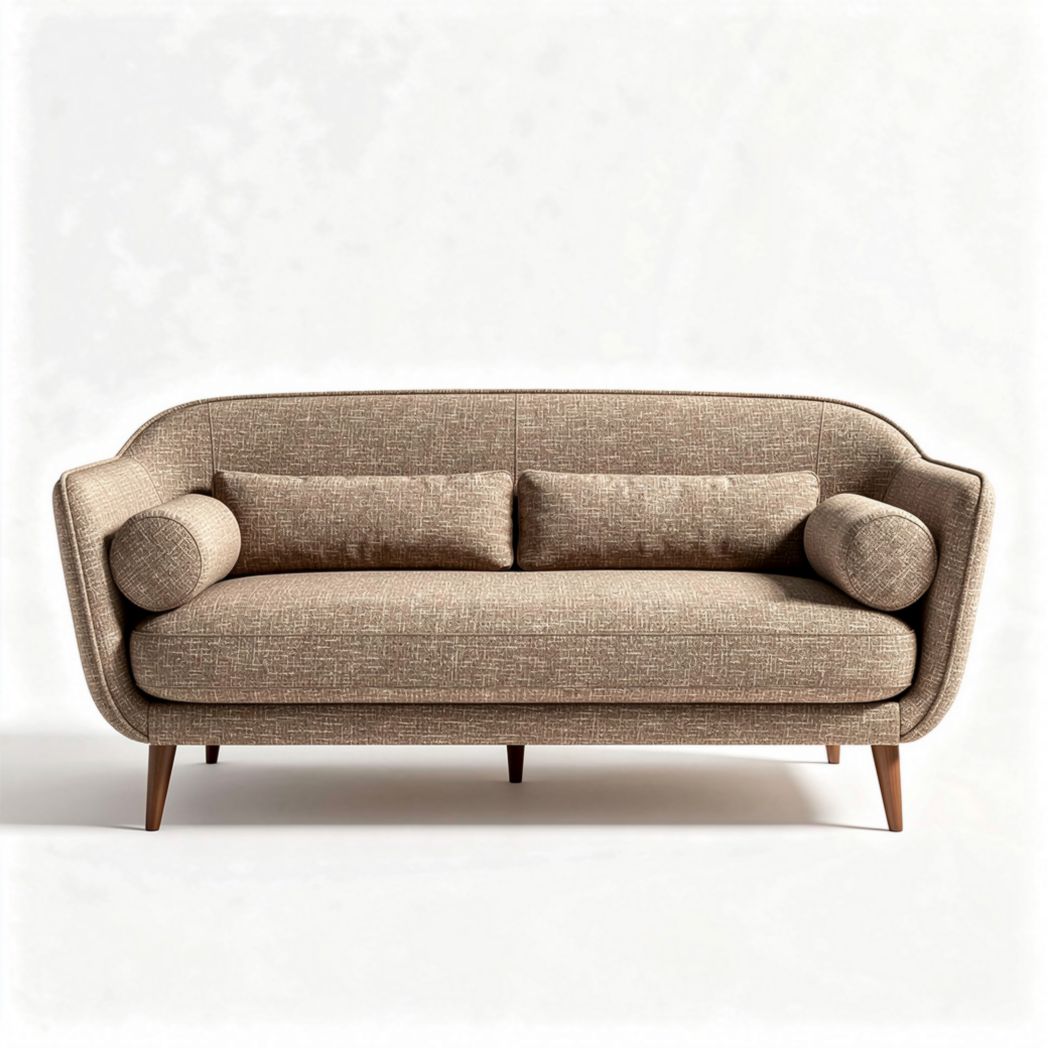 Canapé en tissu beige 190 x 85 x 75cm avec coussins naturels et pieds en bois