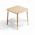 Table carrée en bois naturel avec étagère blanche 50 x 50 x 45cm