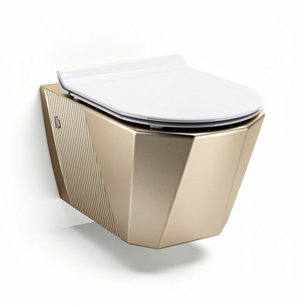 Toilettes suspendues en céramique beige avec abattant 40 x 38 x 30 cm