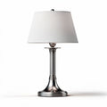 Lampe de table en métal argenté avec abat-jour en tissu blanc 30 x 30 x 50cm