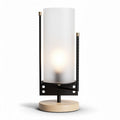 Lampe de table en métal noir et bois de hêtre 25 x 25 x 45 cm
