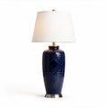 Lampe de table en céramique bleu avec abat-jour en tissu 30 x 15 x 50cm