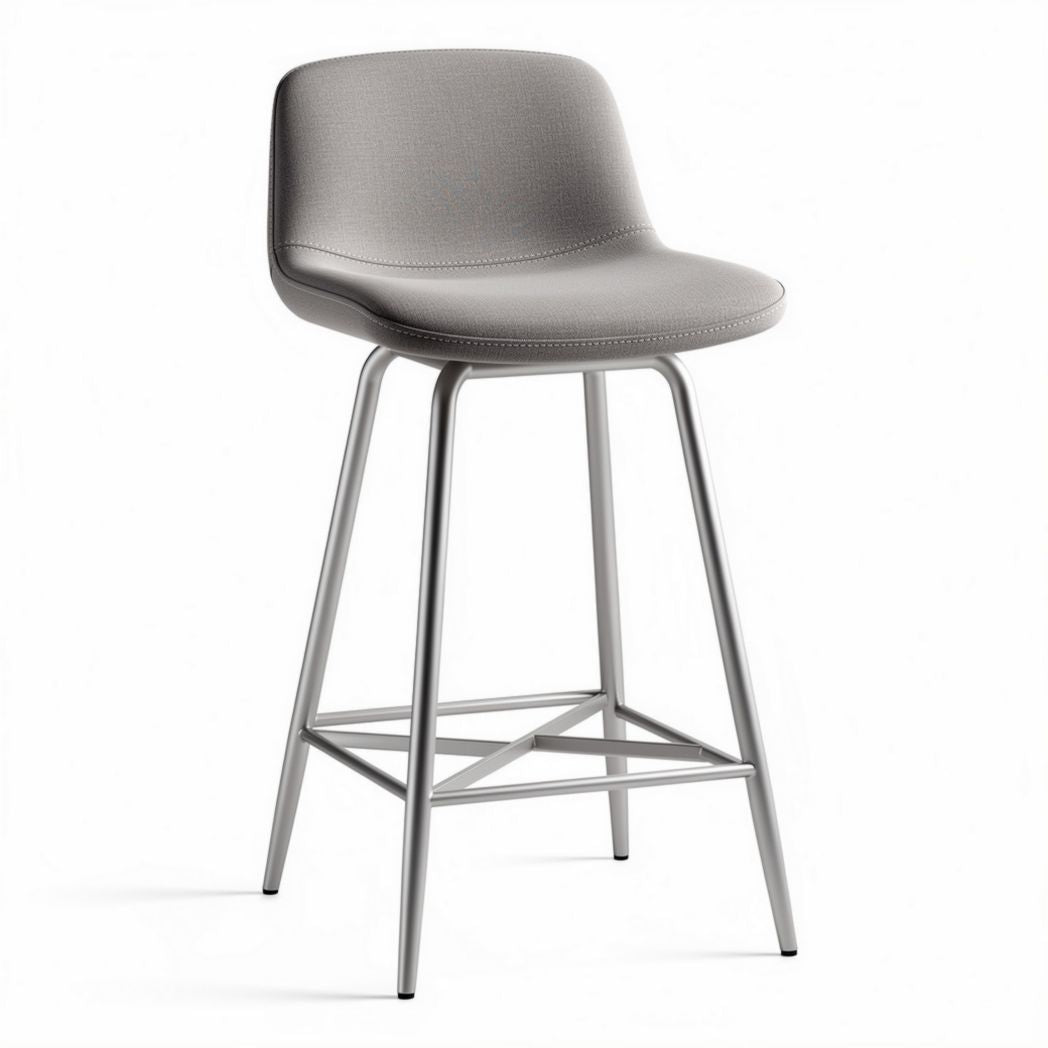 Tabouret de bar en métal argenté et tissu gris 45 x 45 x 100cm