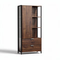 Meuble de rangement en bois et métal avec portes et étagères 30 x 60 x 180cm