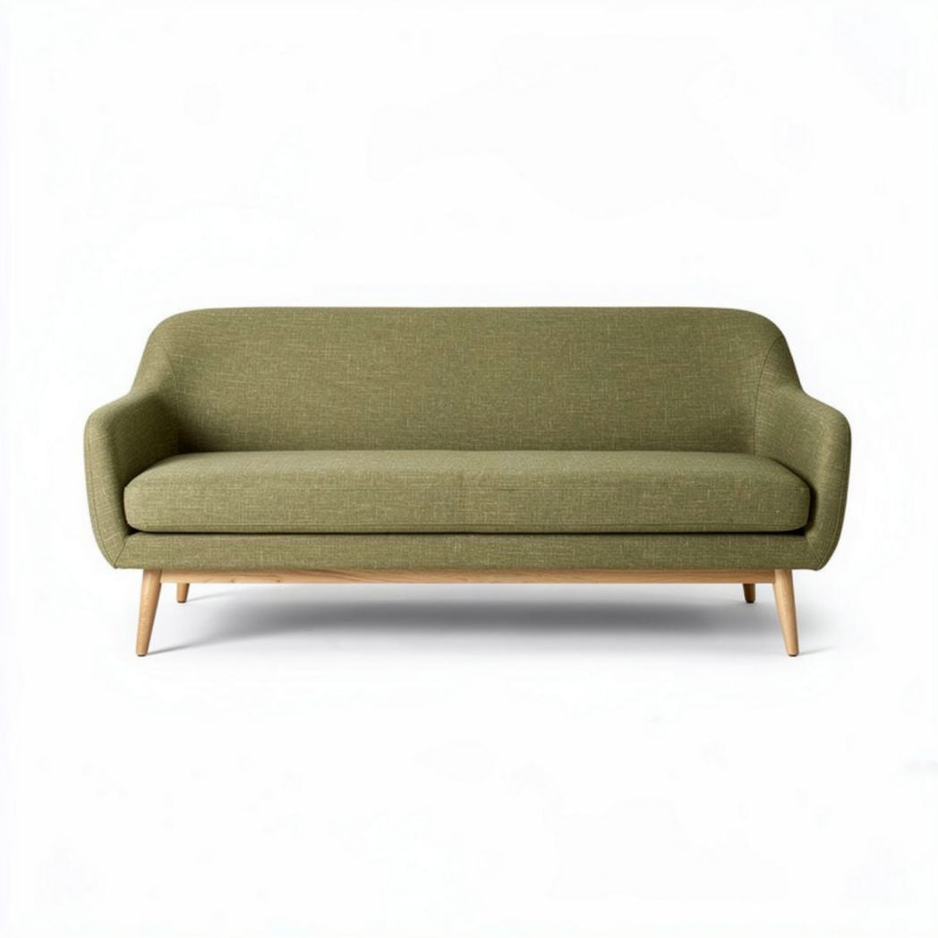 Canapé vert en tissu avec pieds en bois 180 x 85 x 75 cm