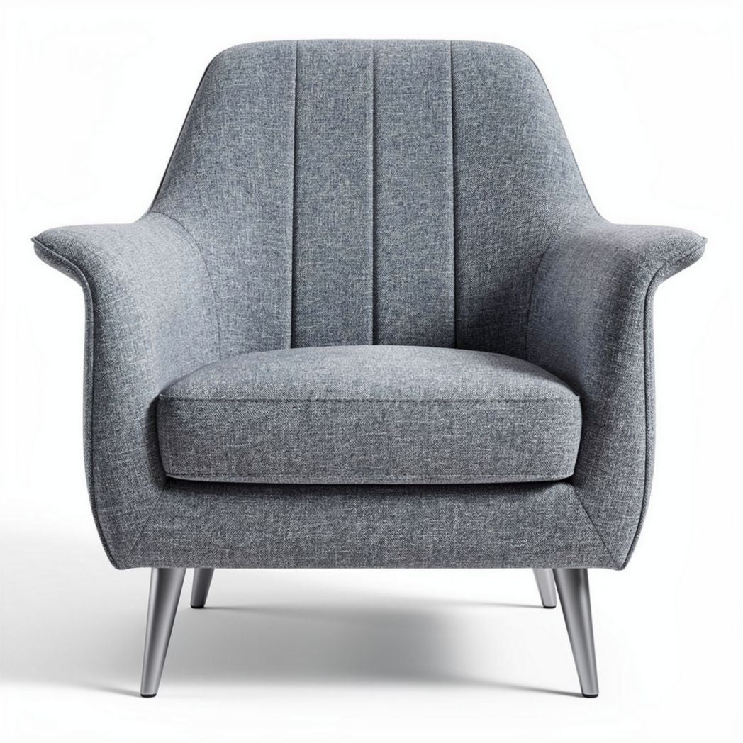 Fauteuil en tissu gris avec pieds en métal dimensions 80 x 70 x 80cm
